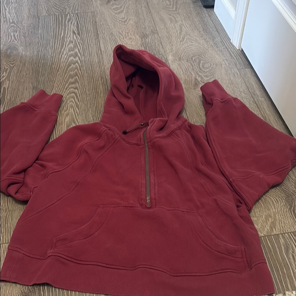 Lululemon Athletica Red Cropped 1/4 Zip Scuba